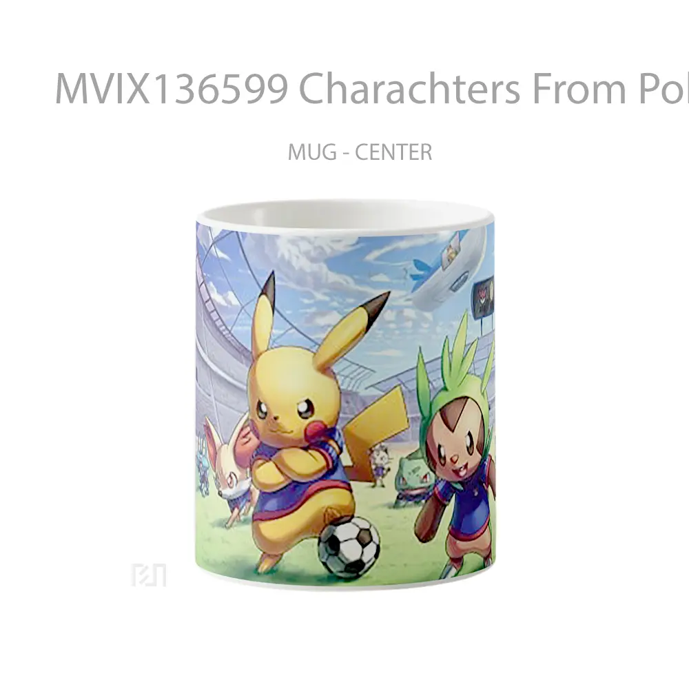 Mug Charachters From Pokemon Playing Soccer Cangkir Anime