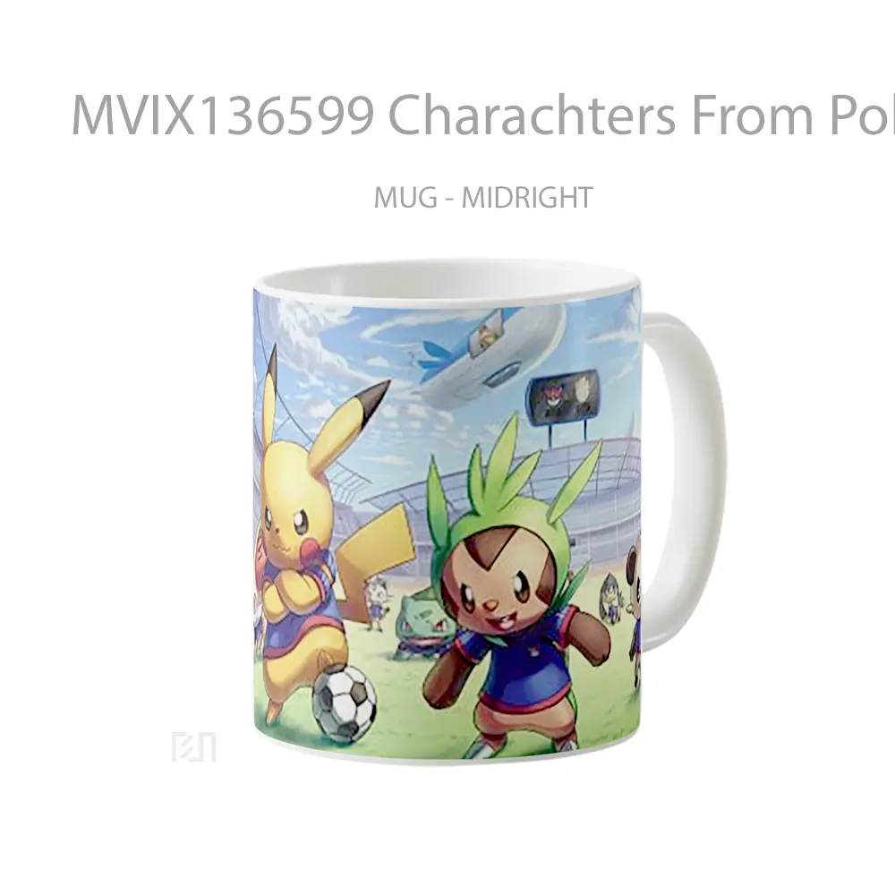 Mug Charachters From Pokemon Playing Soccer Cangkir Anime - All-side / Desain