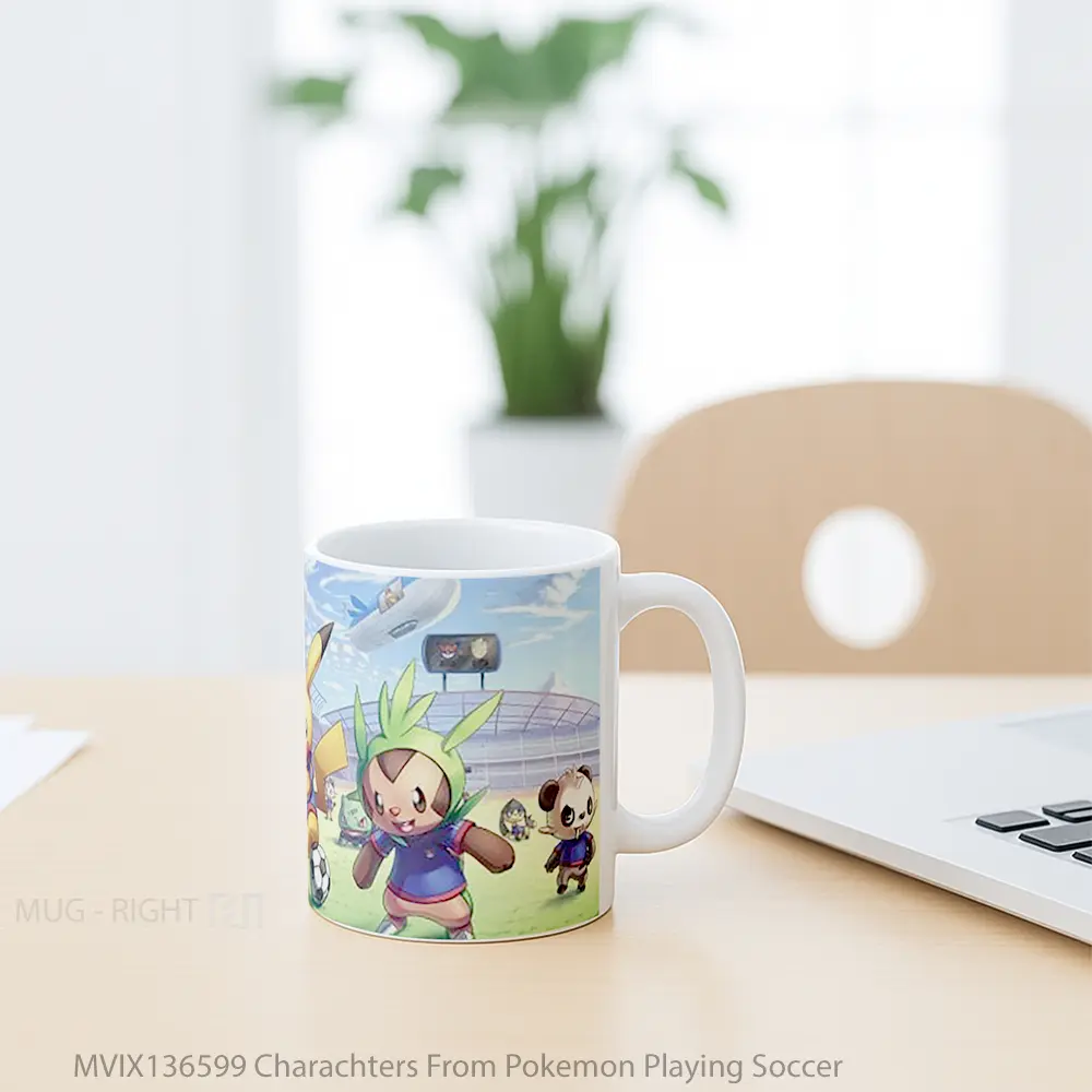 Mug Charachters From Pokemon Playing Soccer Cangkir Anime - All-side / Desain