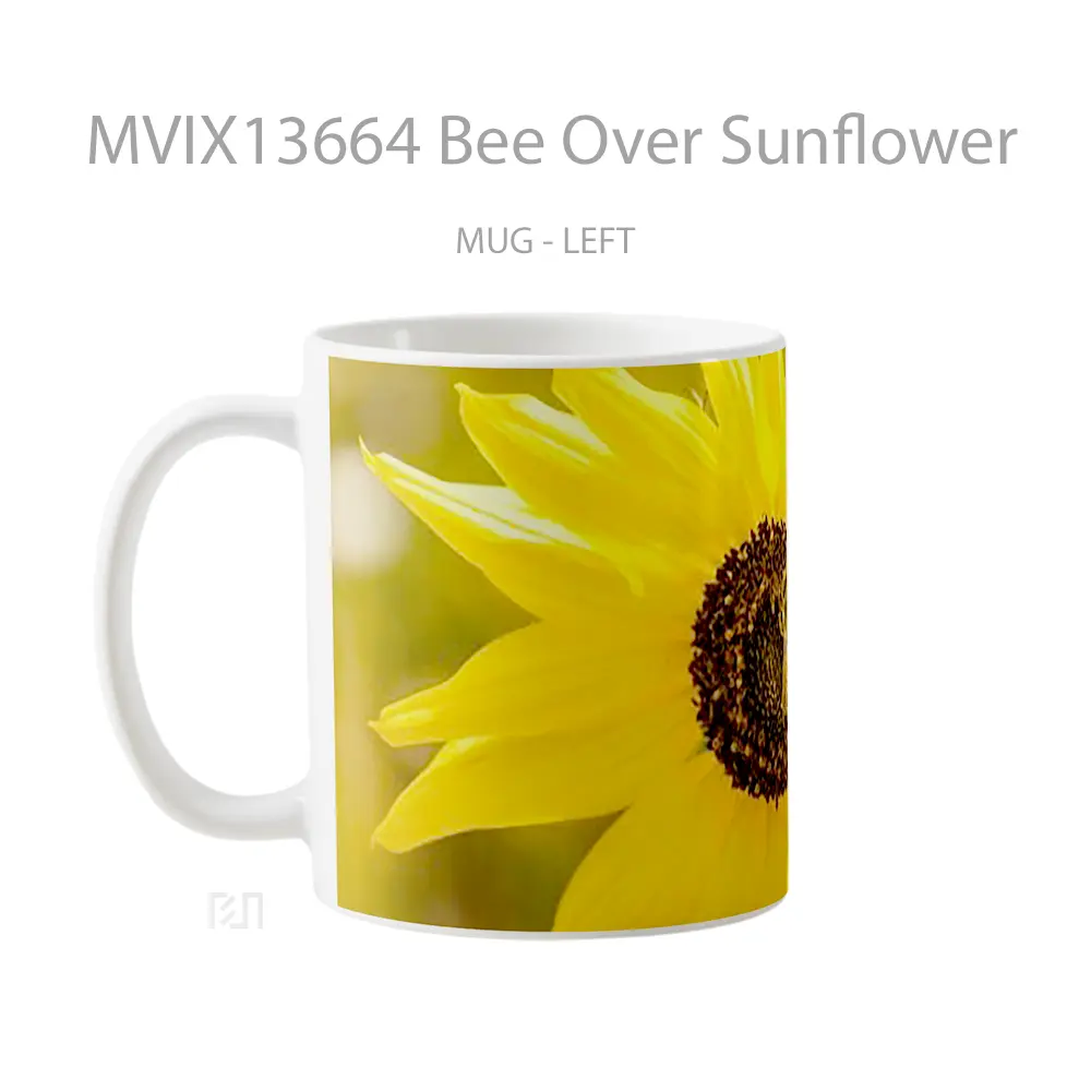 Mug Bee Over Sunflower Gelas Hewan Lucu - All-side / Desain
