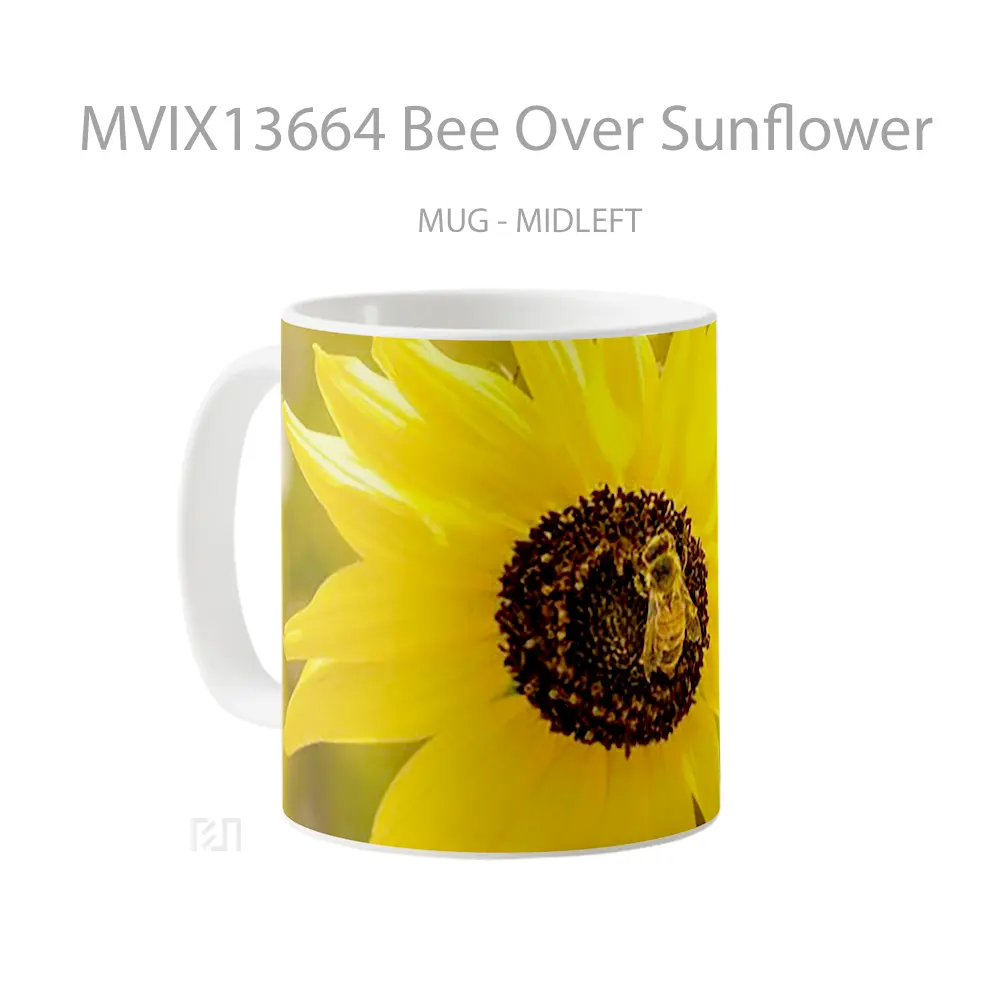 Mug Bee Over Sunflower Gelas Hewan Lucu - All-side / Desain