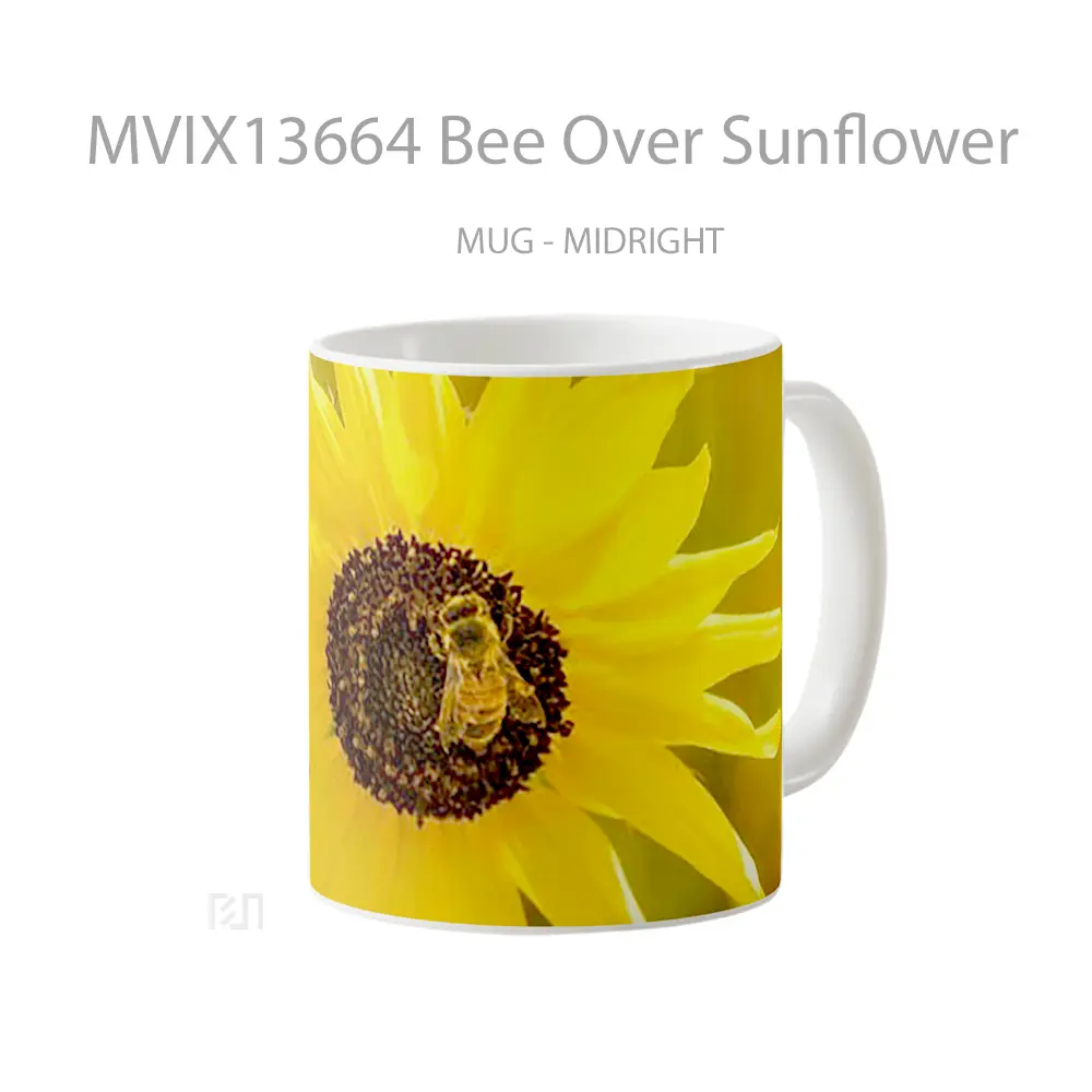 Mug Bee Over Sunflower Gelas Hewan Lucu - All-side / Desain