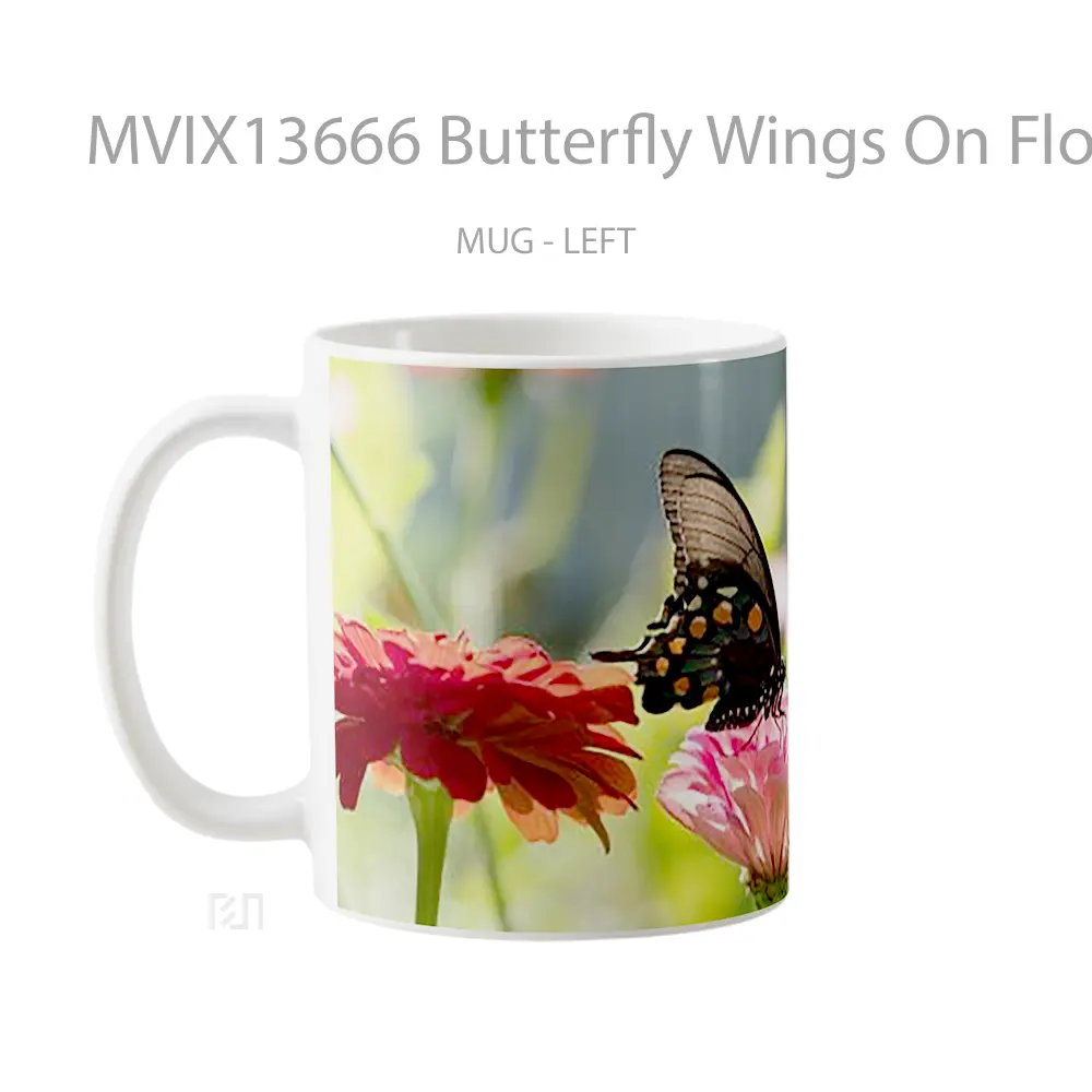 Mug Butterfly Wings On Flower Gelas Hewan Lucu - All-side / Desain
