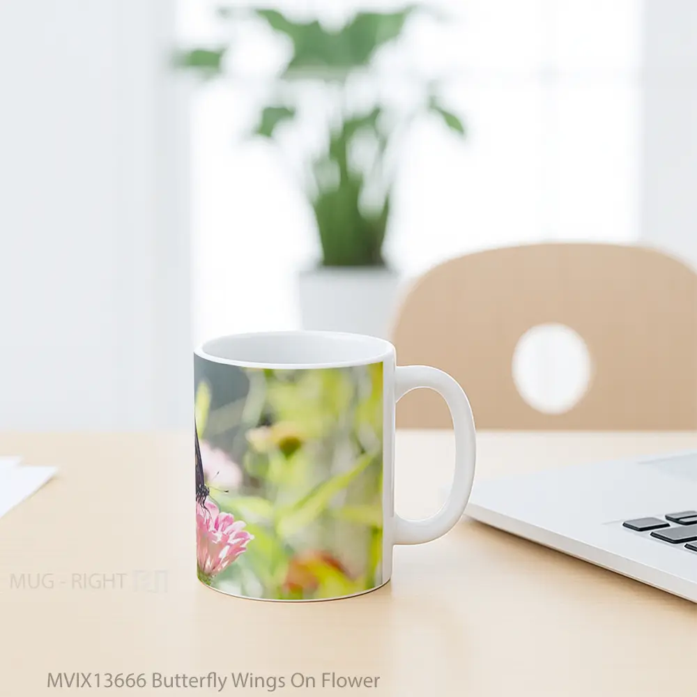 Mug Butterfly Wings On Flower Gelas Hewan Lucu - All-side / Desain