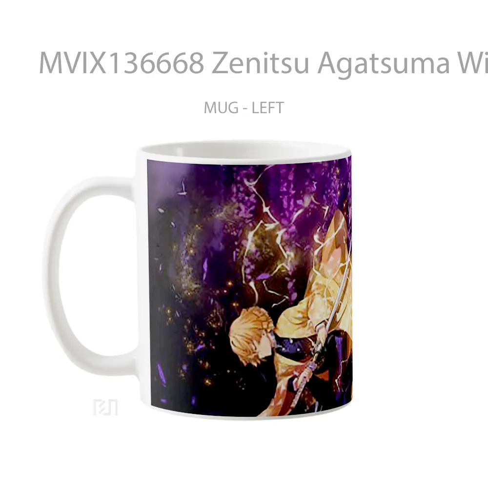 Mug Zenitsu Agatsuma With Sword From Demon Slayer Cangkir Anime - All-side / Desain