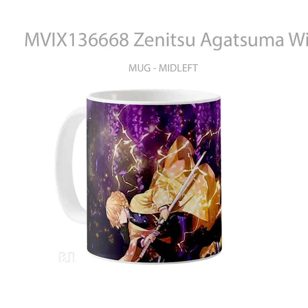 Mug Zenitsu Agatsuma With Sword From Demon Slayer Cangkir Anime - All-side / Desain