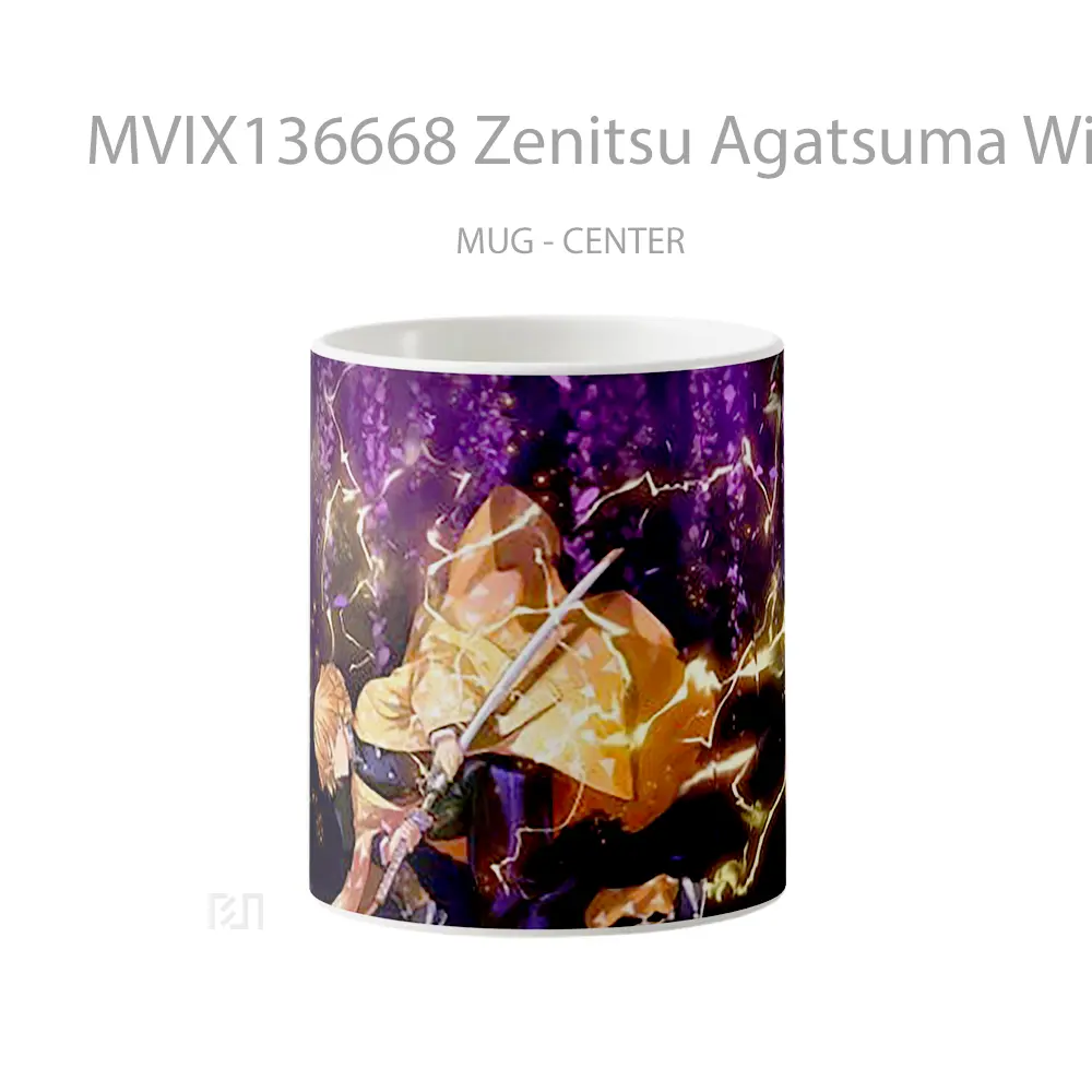 Mug Zenitsu Agatsuma With Sword From Demon Slayer Cangkir Anime