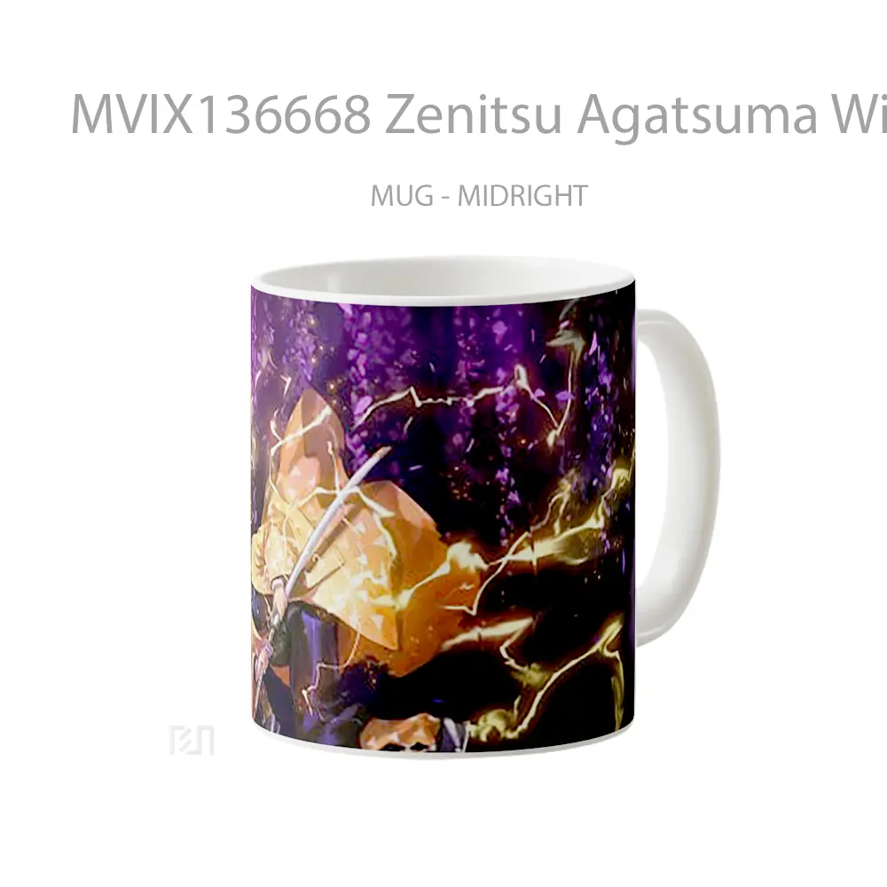 Mug Zenitsu Agatsuma With Sword From Demon Slayer Cangkir Anime - All-side / Desain