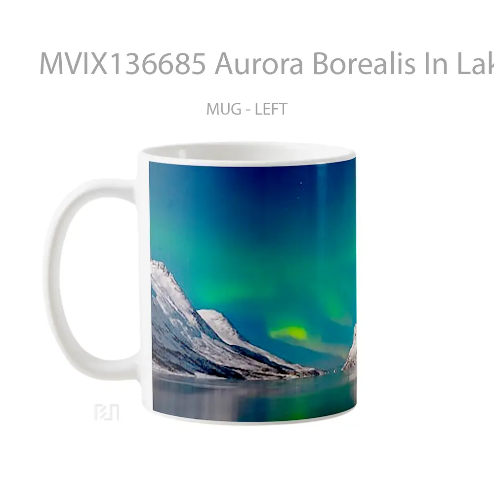 Mug Aurora Borealis In Lake And Mountains Gelas Pemandangan Alam - All-side / Desain