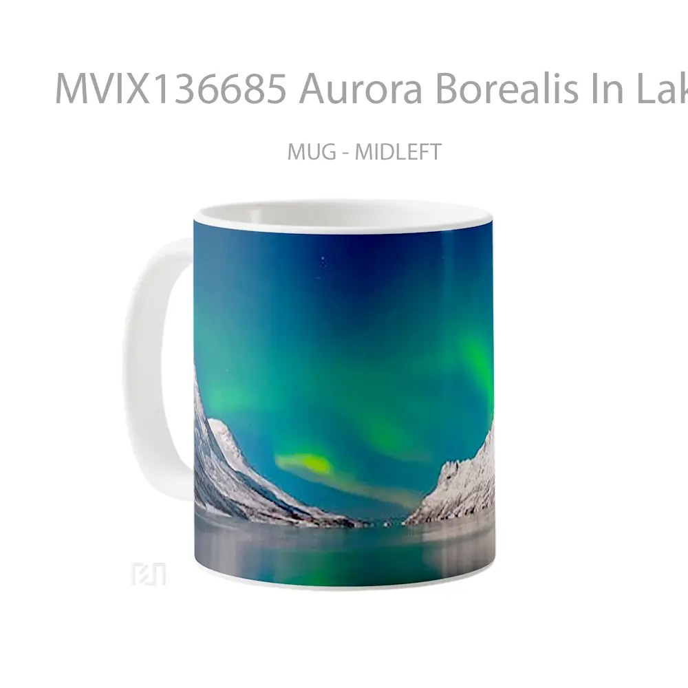 Mug Aurora Borealis In Lake And Mountains Gelas Pemandangan Alam - All-side / Desain