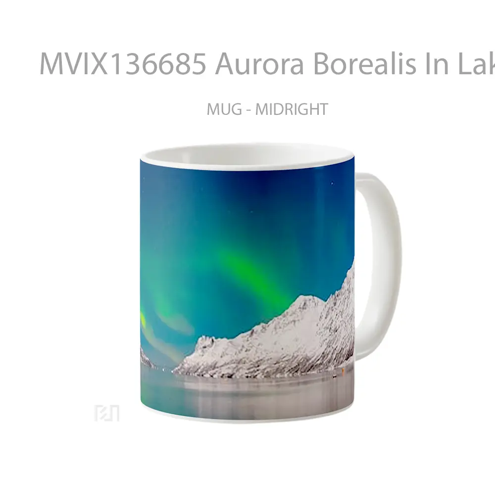 Mug Aurora Borealis In Lake And Mountains Gelas Pemandangan Alam - All-side / Desain