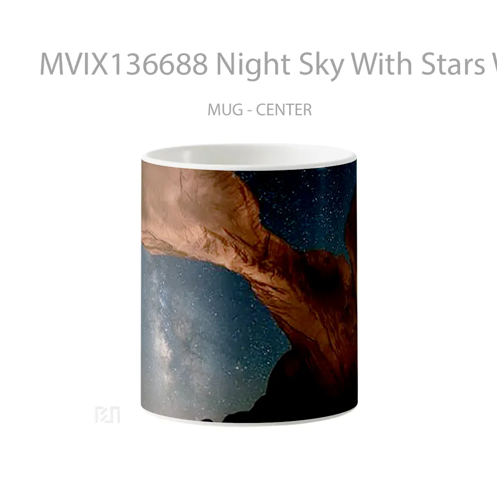 Mug Night Sky With Stars Within Mountains Gelas Pemandangan Alam