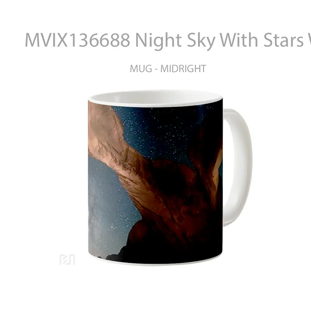 Mug Night Sky With Stars Within Mountains Gelas Pemandangan Alam - All-side / Desain