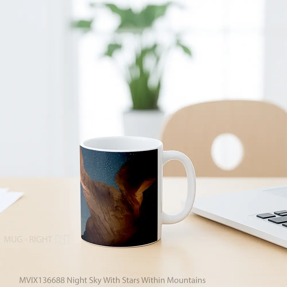 Mug Night Sky With Stars Within Mountains Gelas Pemandangan Alam - All-side / Desain