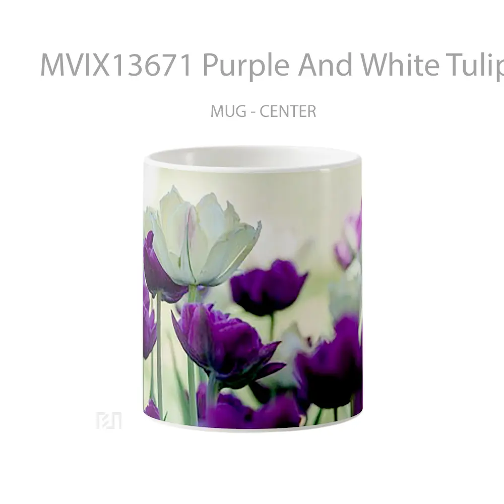 Mug Purple And White Tulips Gelas Keramik Unik