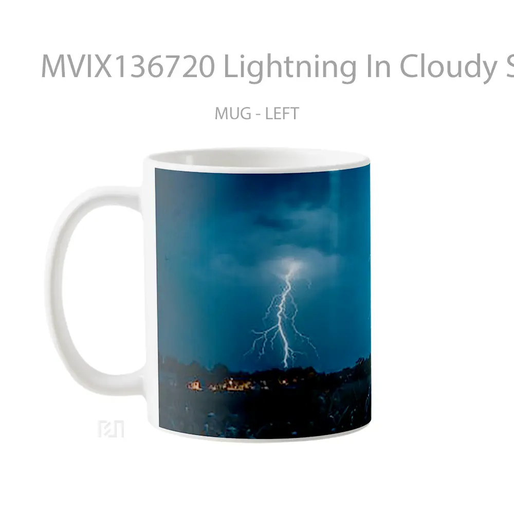 Mug Lightning In Cloudy Sky Gelas Pemandangan Alam - All-side / Desain
