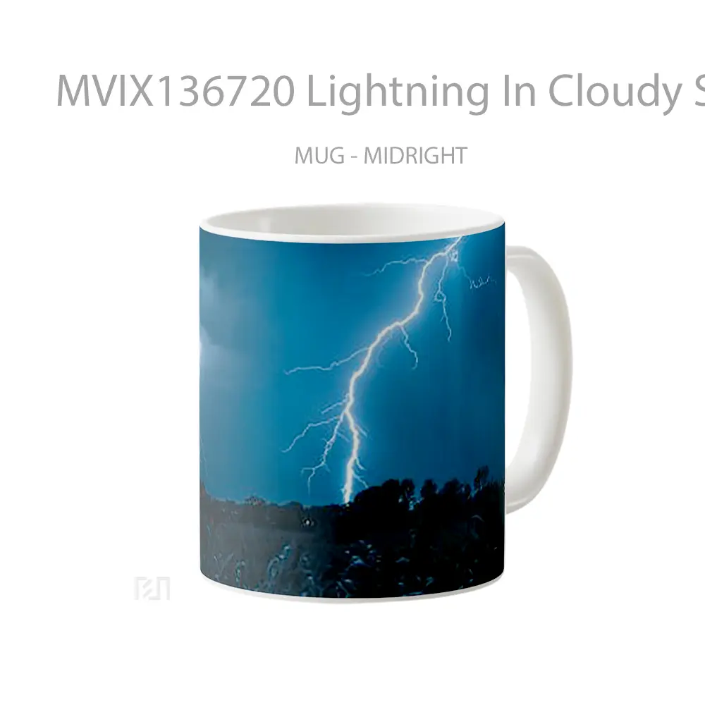 Mug Lightning In Cloudy Sky Gelas Pemandangan Alam - All-side / Desain