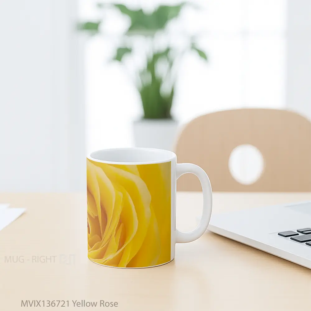 Mug Yellow Rose Gelas Keramik Unik - All-side / Desain