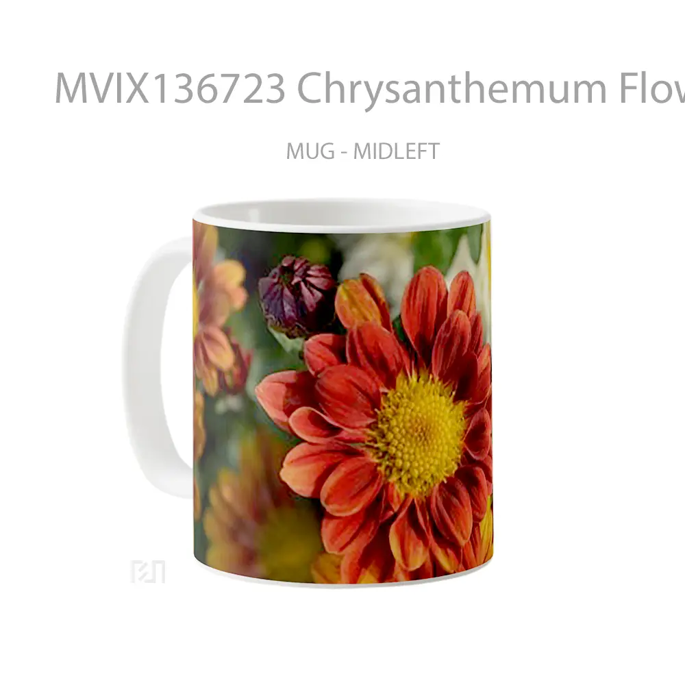Mug Chrysanthemum Flower Gelas Pemandangan Alam - All-side / Desain