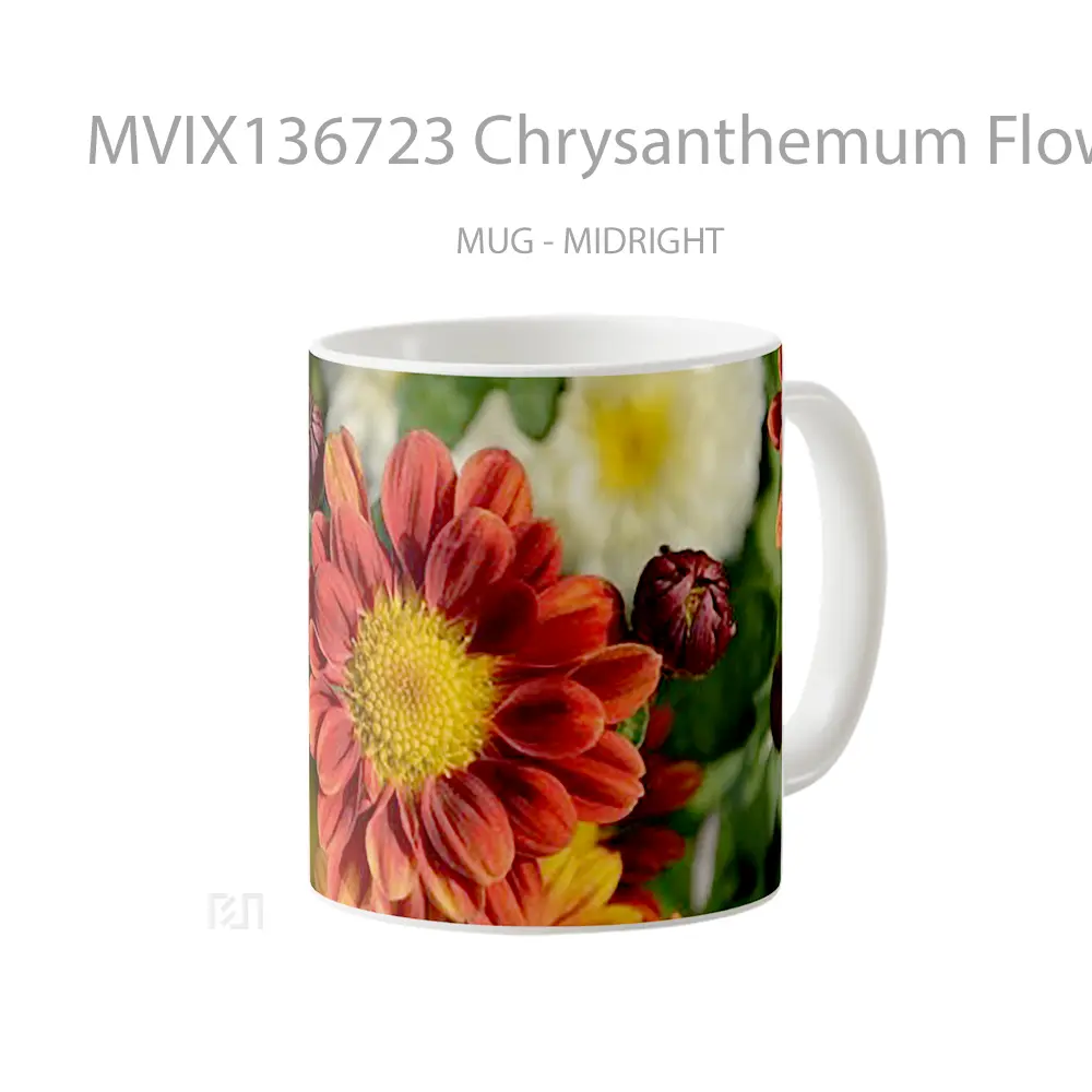 Mug Chrysanthemum Flower Gelas Pemandangan Alam - All-side / Desain