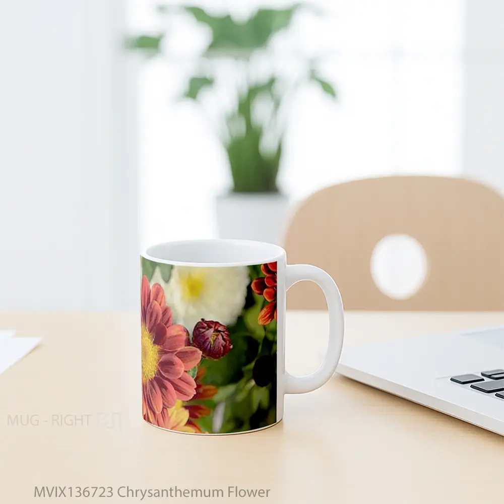 Mug Chrysanthemum Flower Gelas Pemandangan Alam - All-side / Desain