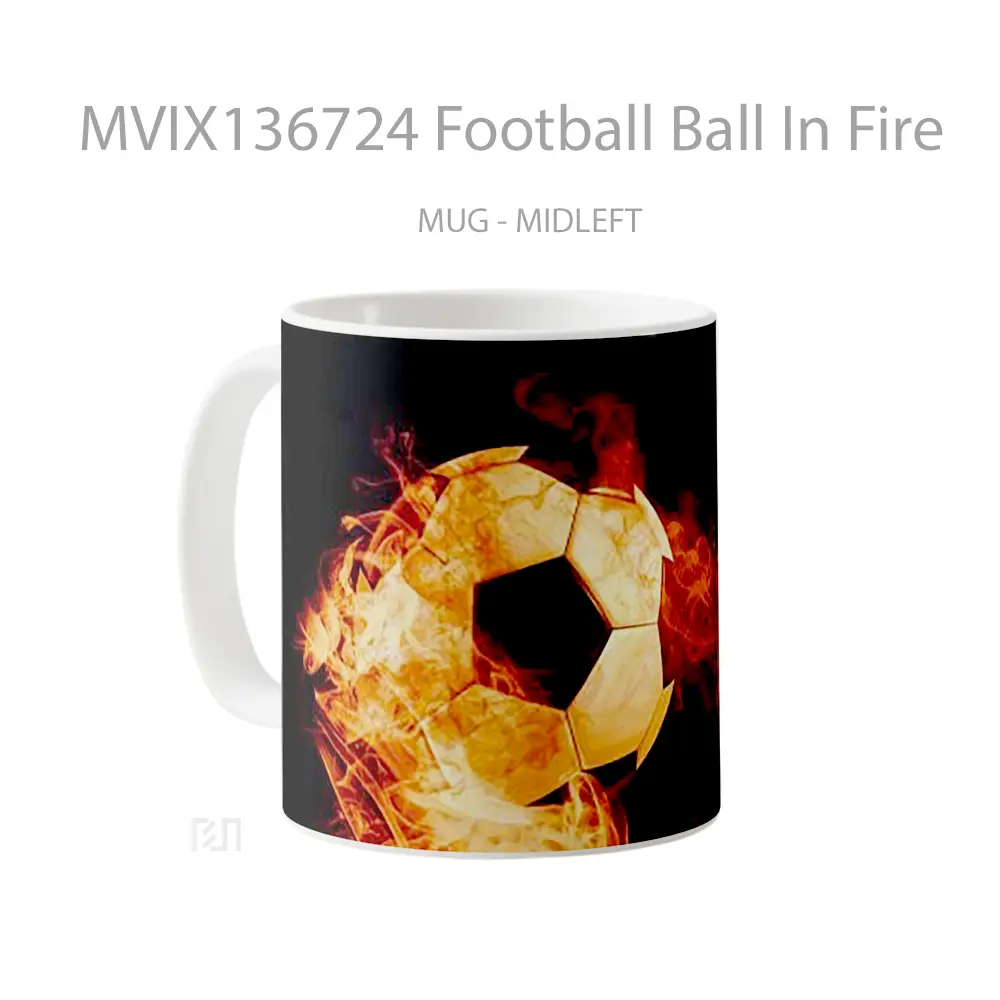 Mug Football Ball In Fire Gelas Keramik Unik - All-side / Desain