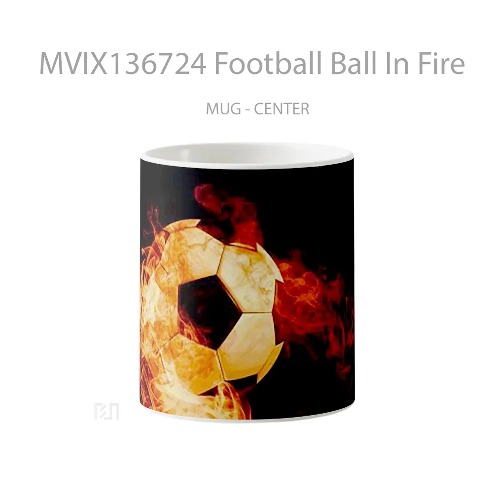 Mug Football Ball In Fire Gelas Keramik Unik