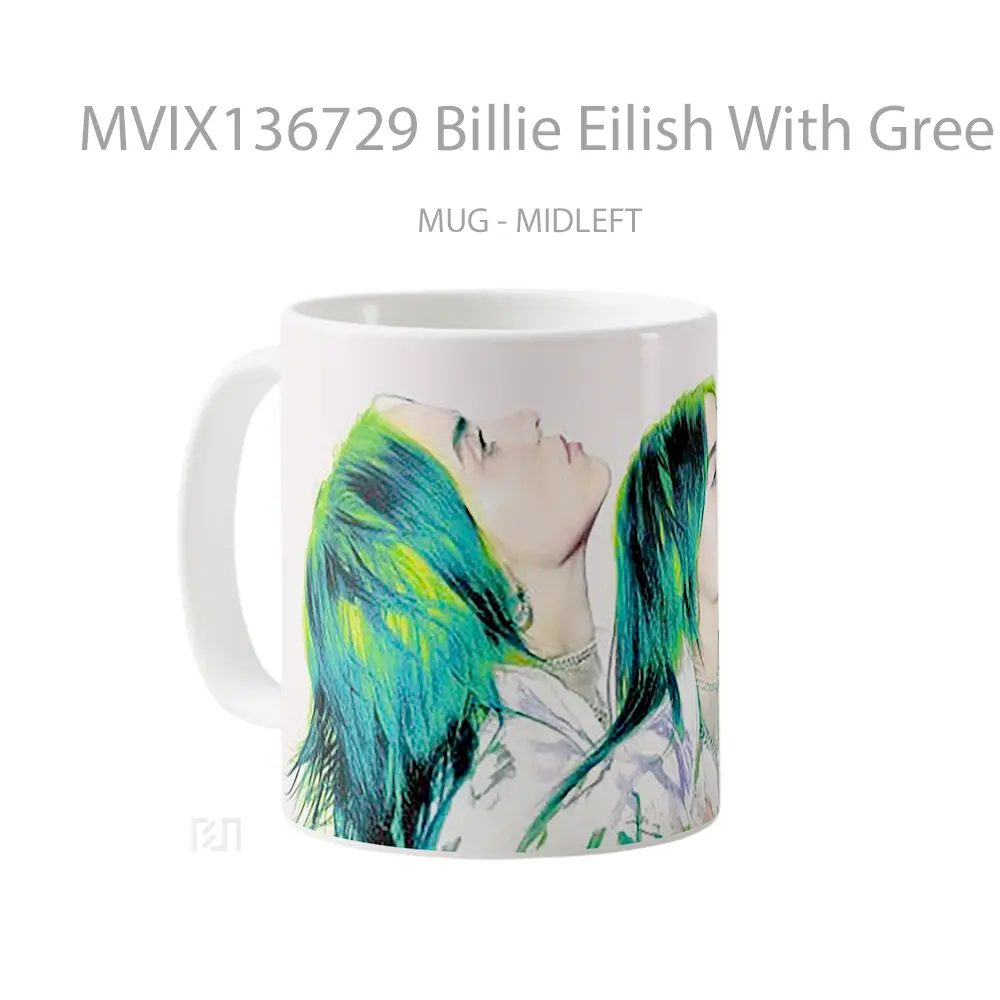 Mug Billie Eilish With Green Hair Gelas Selebriti - All-side / Desain
