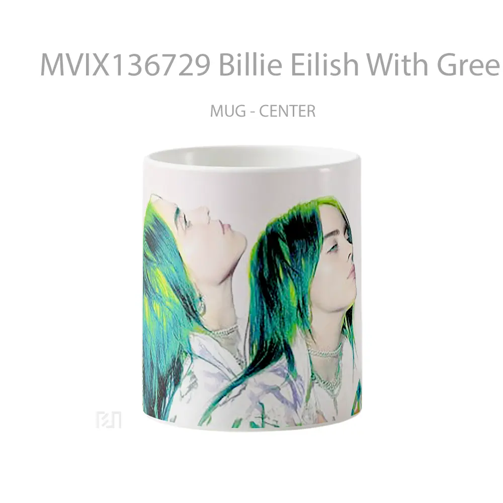 Mug Billie Eilish With Green Hair Gelas Selebriti