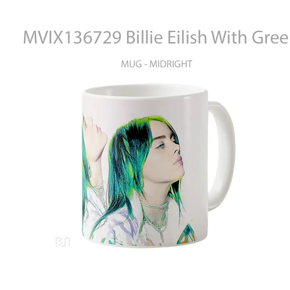 Mug Billie Eilish With Green Hair Gelas Selebriti - All-side / Desain