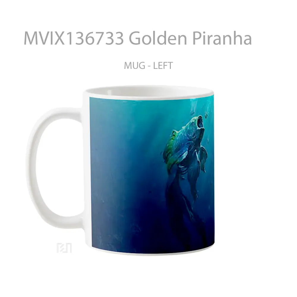 Mug Golden Piranha Gelas Keramik Unik - All-side / Desain