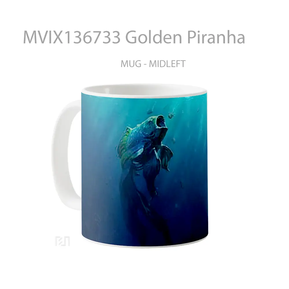 Mug Golden Piranha Gelas Keramik Unik - All-side / Desain