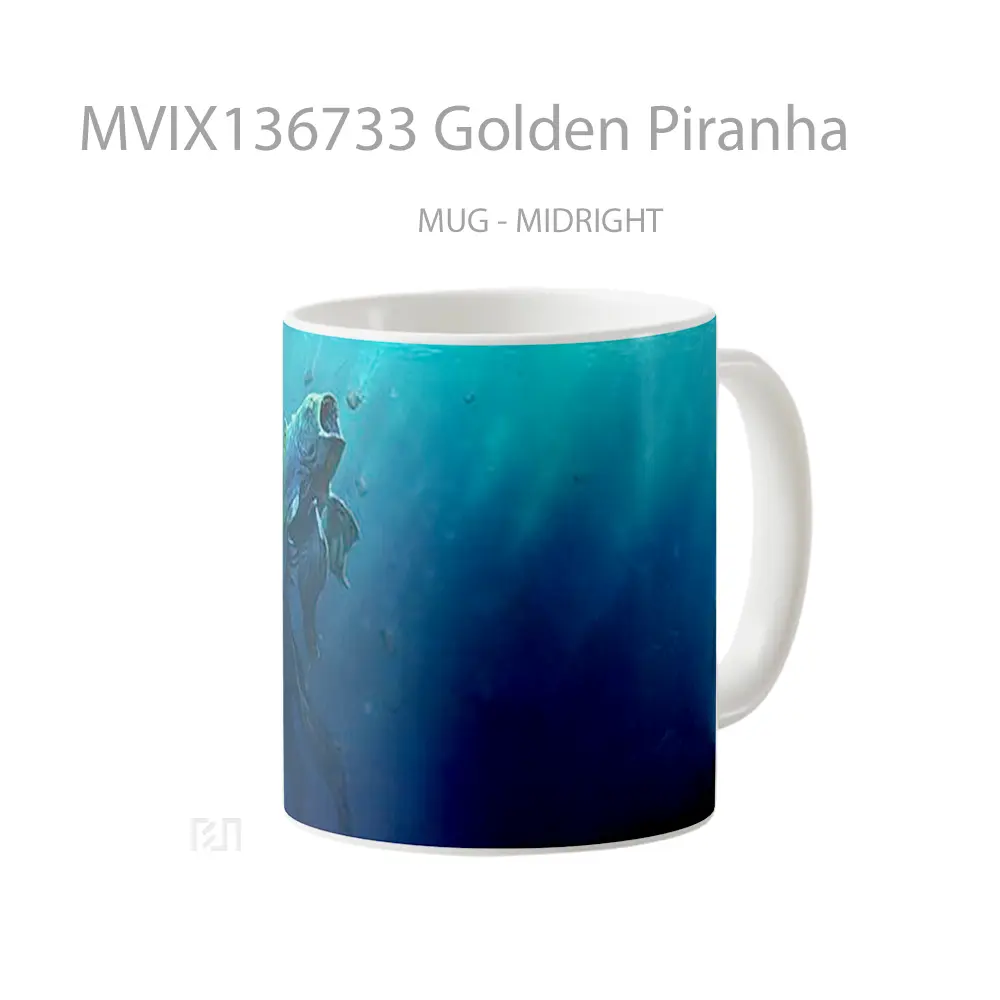 Mug Golden Piranha Gelas Keramik Unik - All-side / Desain