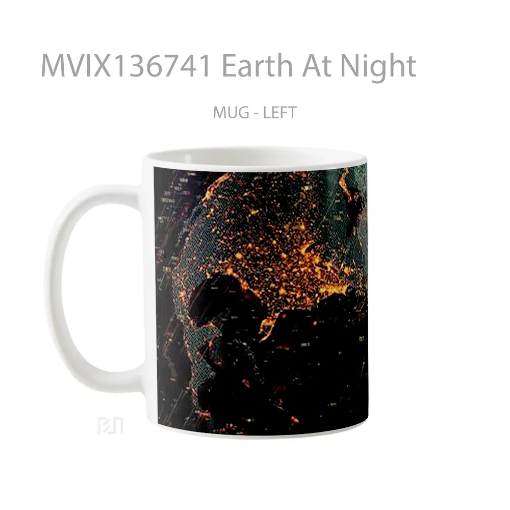 Mug Earth At Night Gelas Keramik Unik - All-side / Desain