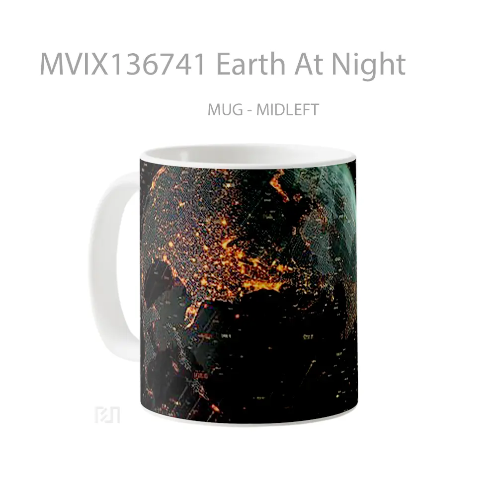 Mug Earth At Night Gelas Keramik Unik - All-side / Desain