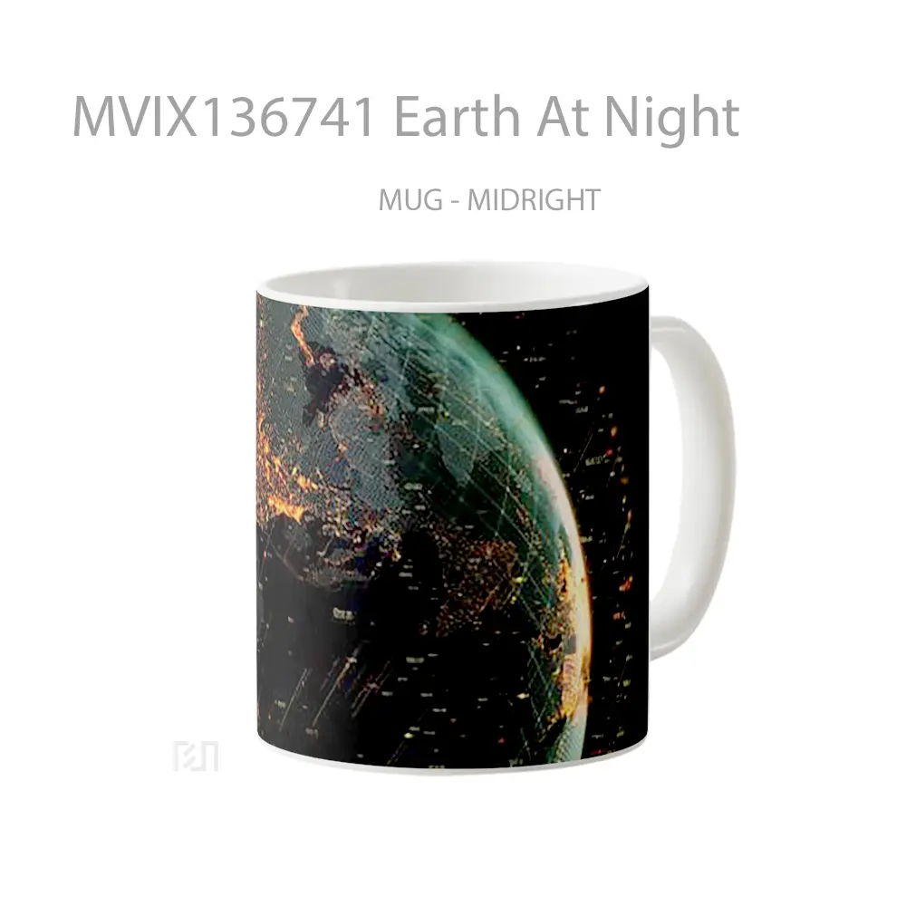 Mug Earth At Night Gelas Keramik Unik - All-side / Desain