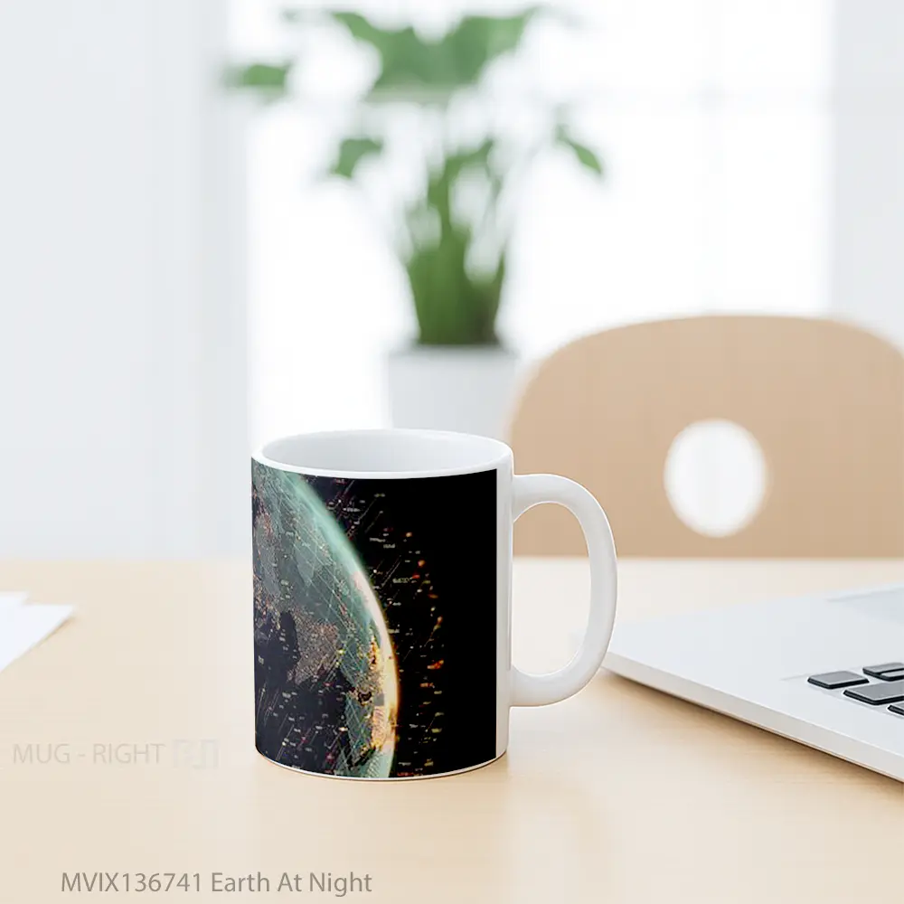 Mug Earth At Night Gelas Keramik Unik - All-side / Desain