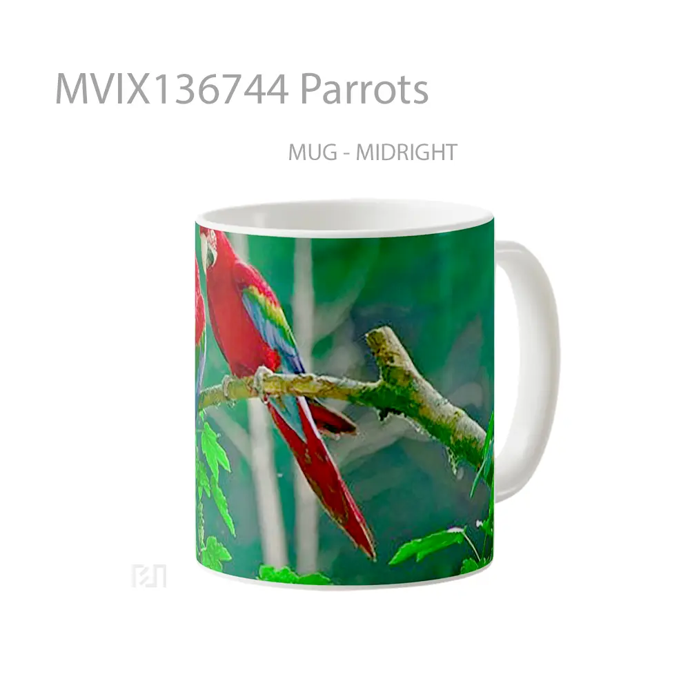 Mug Parrots Gelas Keramik Unik - All-side / Desain
