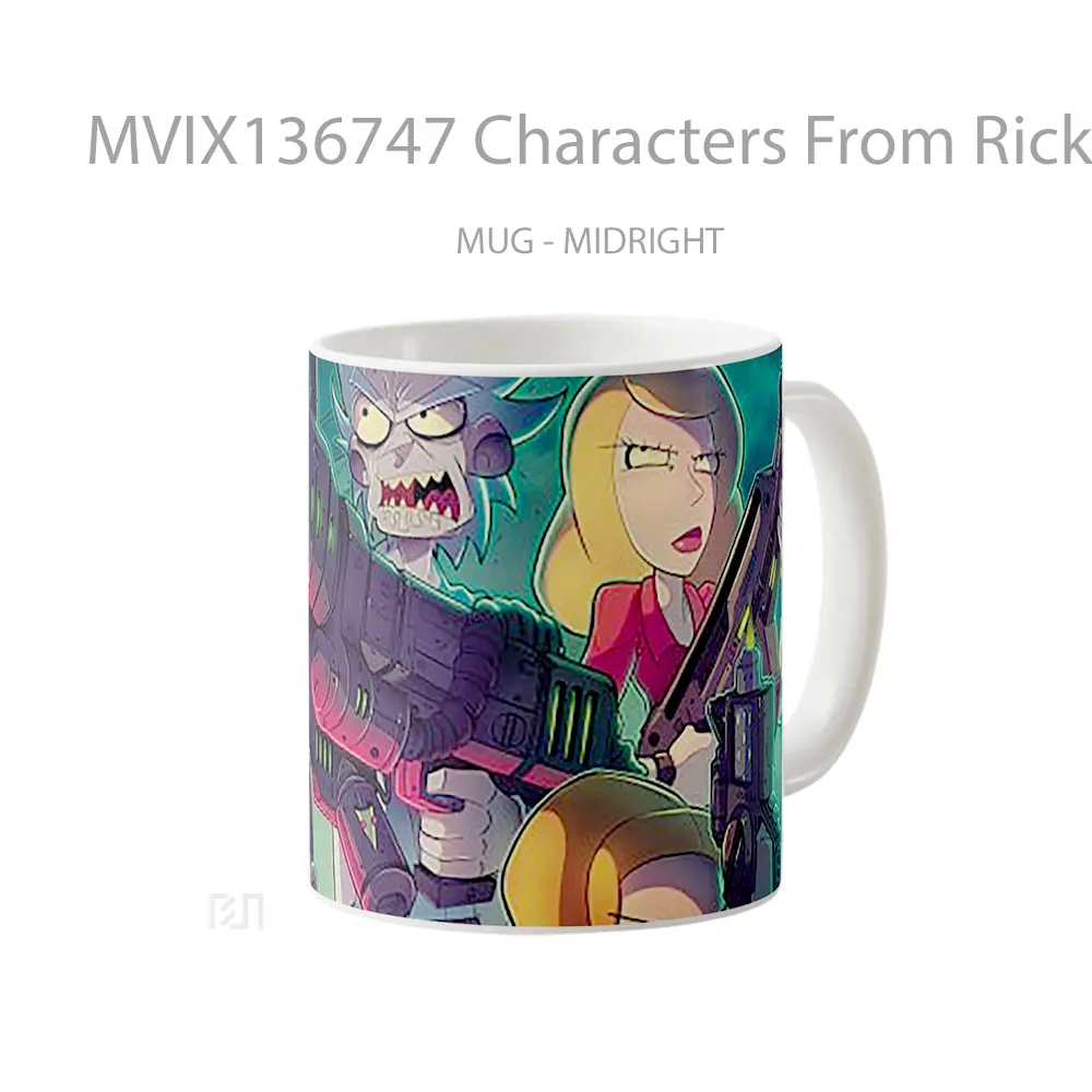 Mug Characters From Rick And Morty Gelas Kartun - All-side / Desain