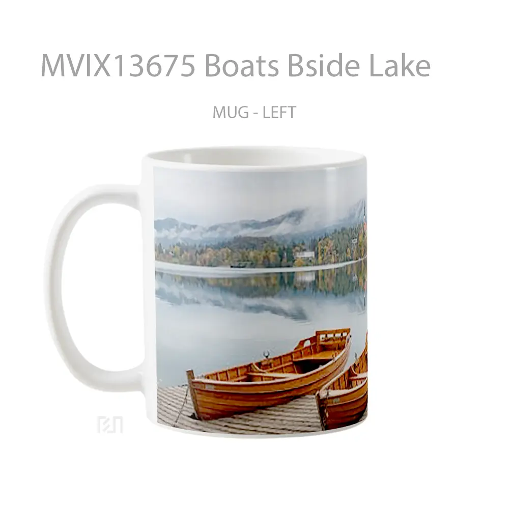 Mug Boats Bside Lake Gelas Pemandangan Alam - All-side / Desain