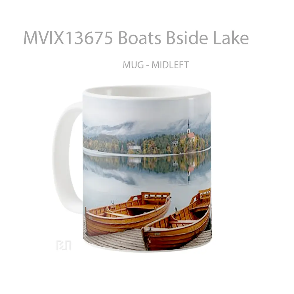Mug Boats Bside Lake Gelas Pemandangan Alam - All-side / Desain