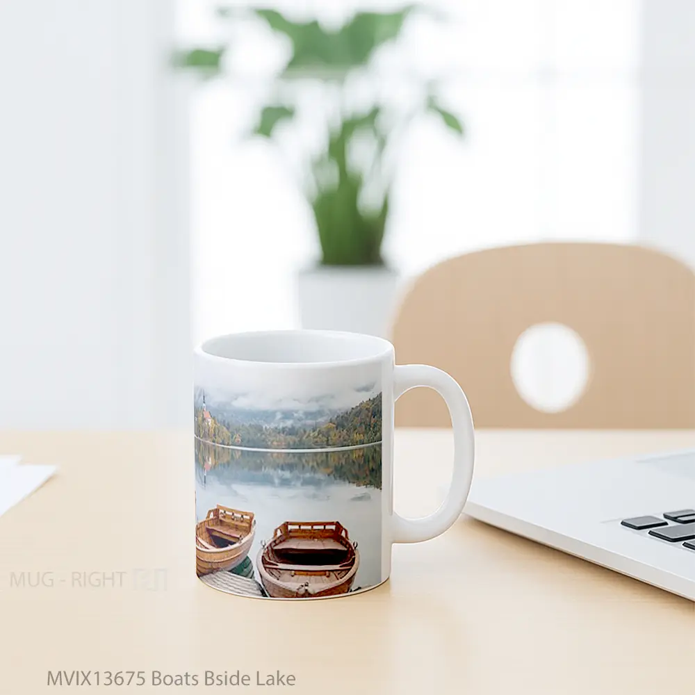 Mug Boats Bside Lake Gelas Pemandangan Alam - All-side / Desain
