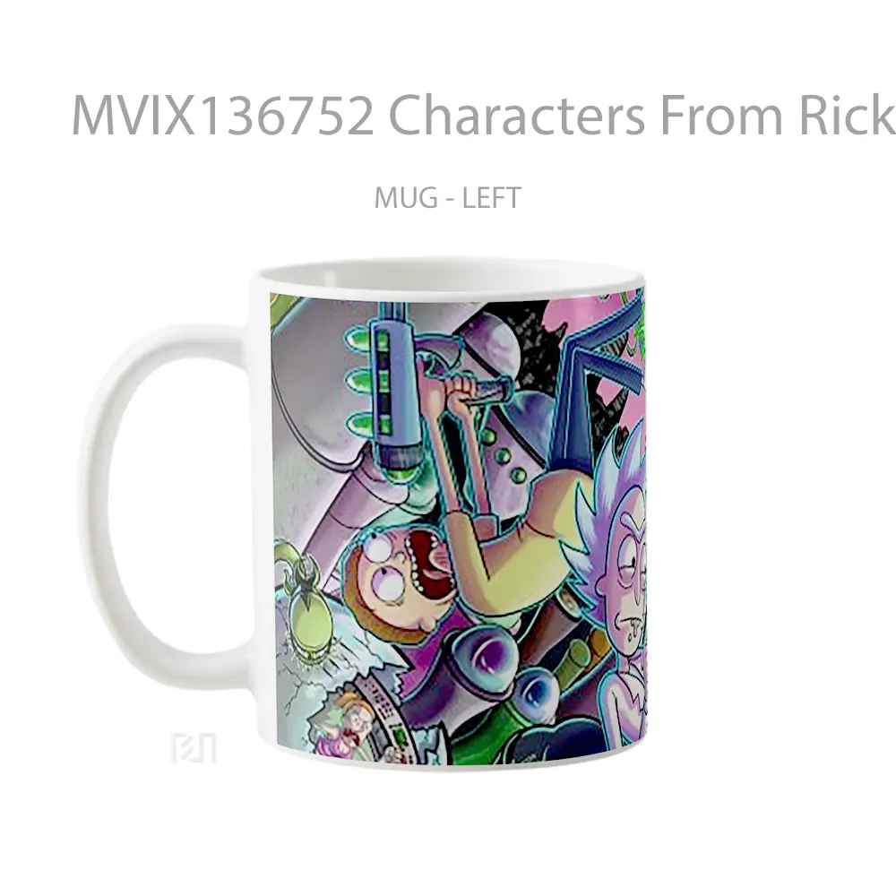 Mug Characters From Rick And Morty In Battle Gelas Kartun - All-side / Desain