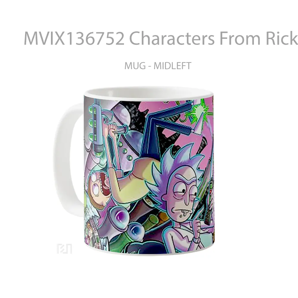 Mug Characters From Rick And Morty In Battle Gelas Kartun - All-side / Desain