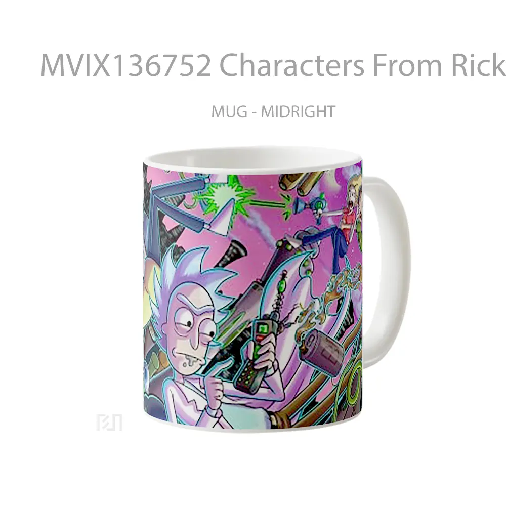 Mug Characters From Rick And Morty In Battle Gelas Kartun - All-side / Desain