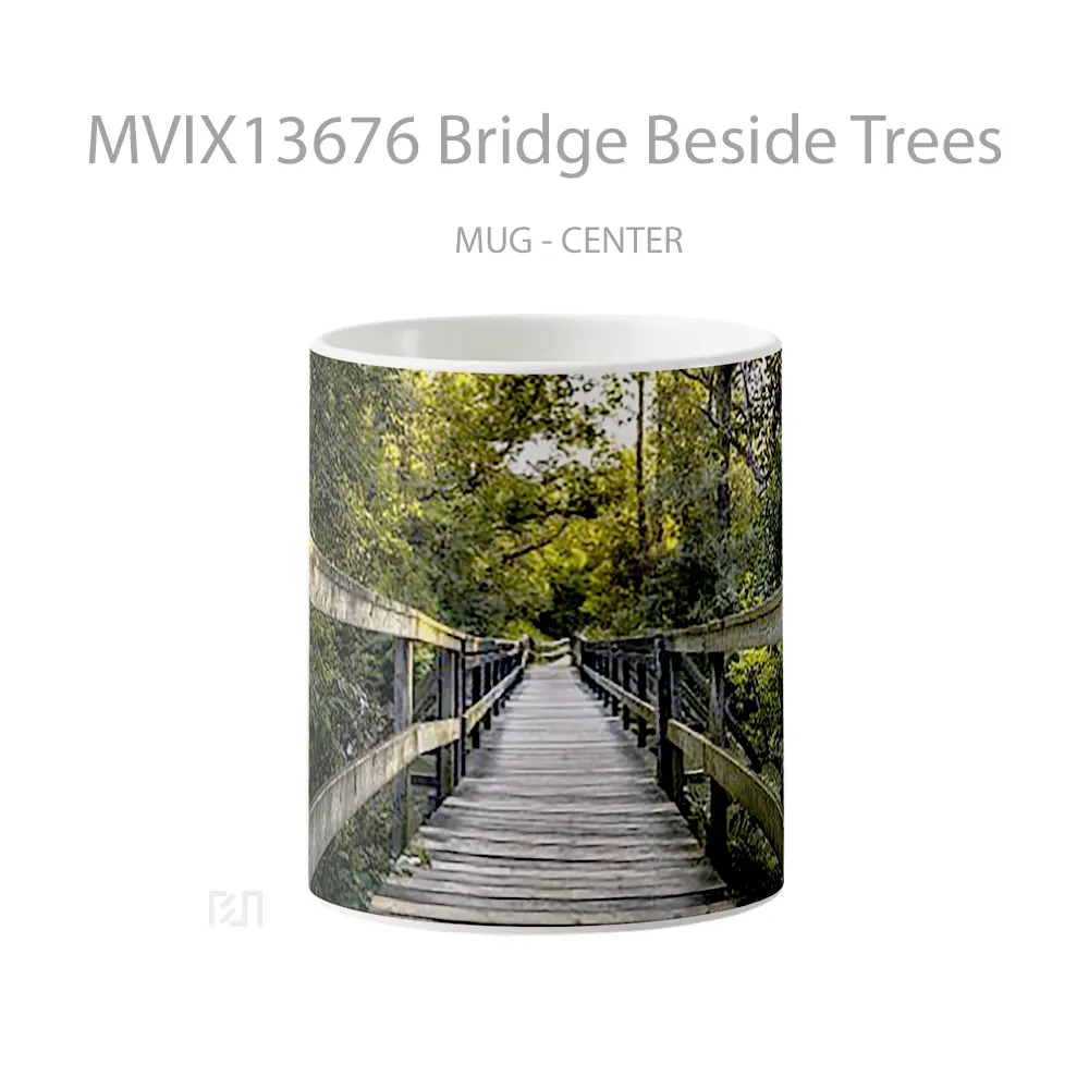 Mug Bridge Beside Trees Gelas Pemandangan Alam