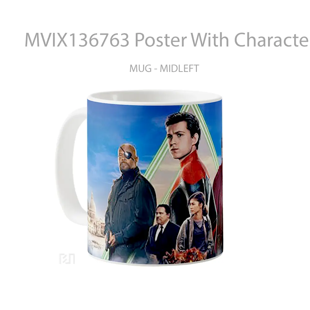 Mug Poster With Characters From Spider Man Far From Home Gelas Superhero - All-side / Desain