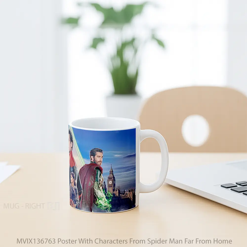 Mug Poster With Characters From Spider Man Far From Home Gelas Superhero - All-side / Desain