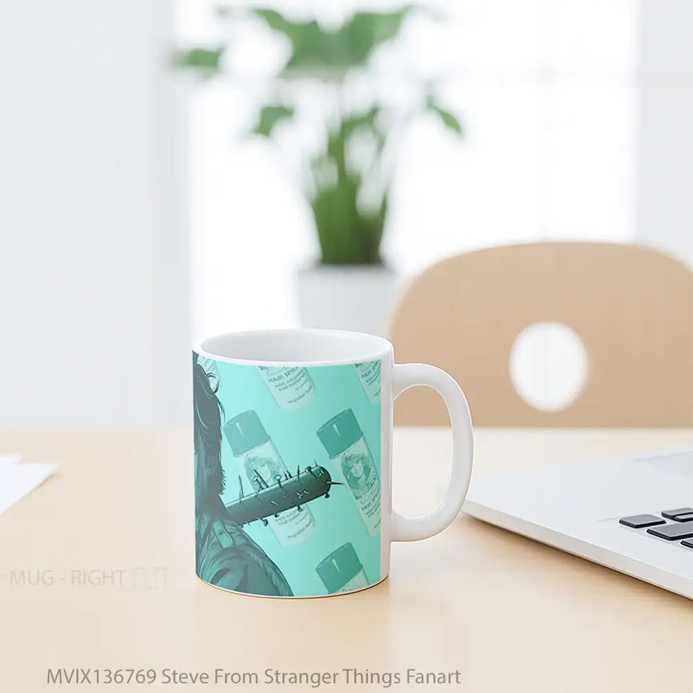 Mug Steve From Stranger Things Fanart Gelas Keramik Unik - All-side / Desain