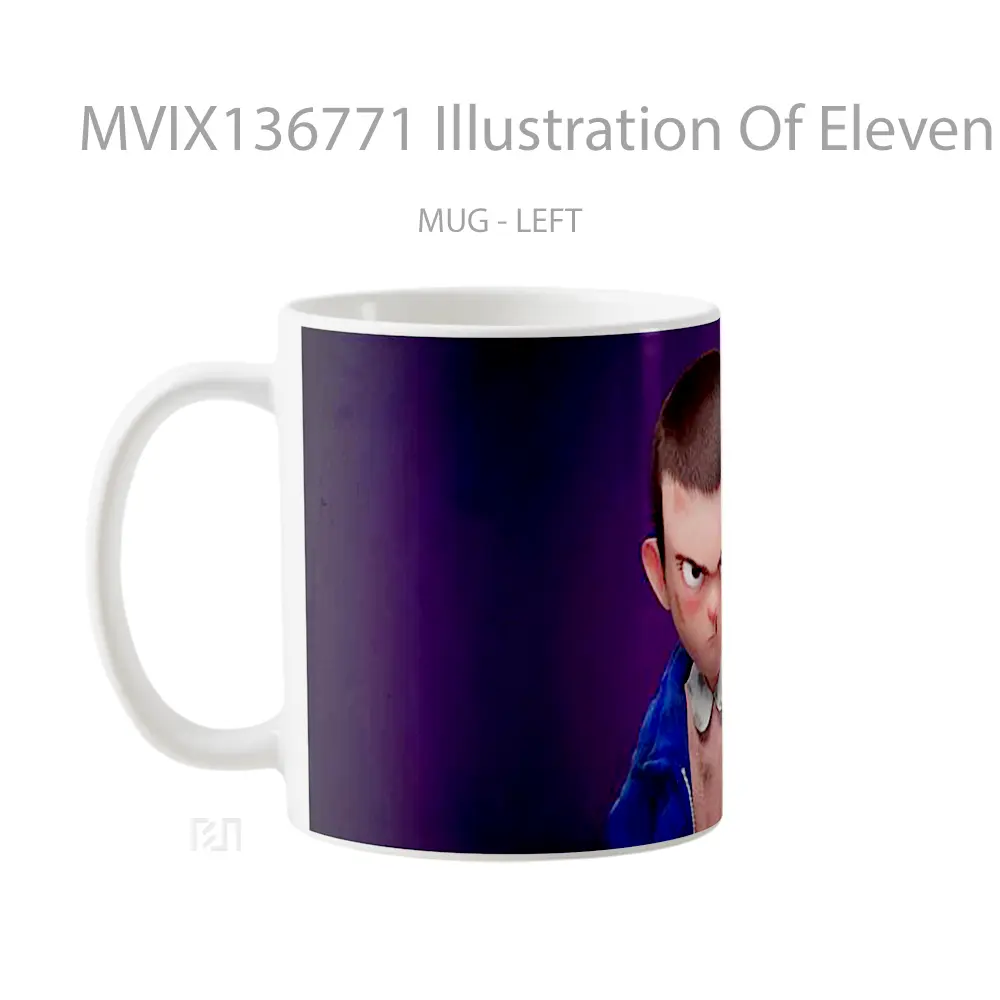 Mug Illustration Of Eleven From Stranger Things Gelas Seni Modern - All-side / Desain